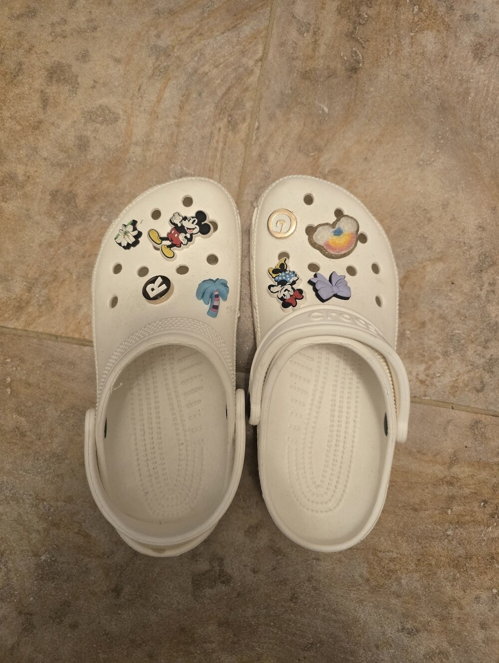 Kids White Slip-On Clog Sandals with Decorative Charms